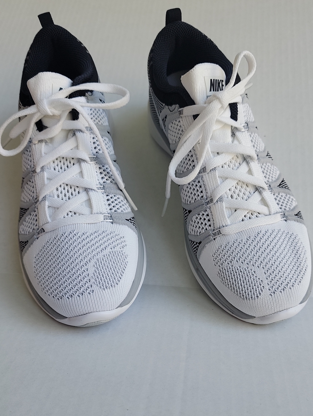 Nike White and Black Knit Running Shoes